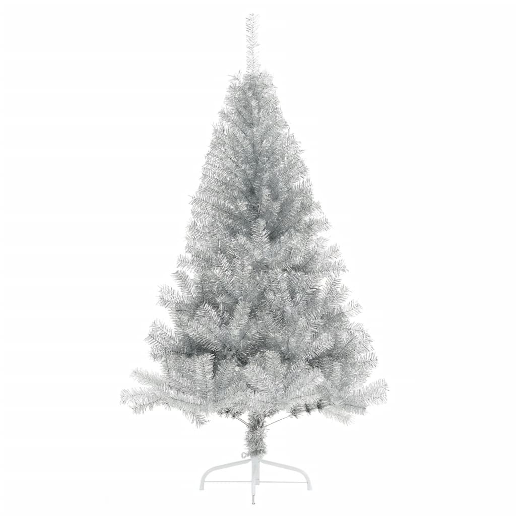 Albero di Natale a Metà con Supporto Argento 120 cm PET 344695