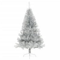 Albero di Natale a Metà con Supporto Argento 120 cm PET 344695