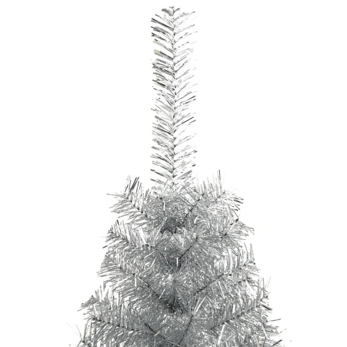 Albero di Natale a Metà con Supporto Argento 120 cm PET 344695