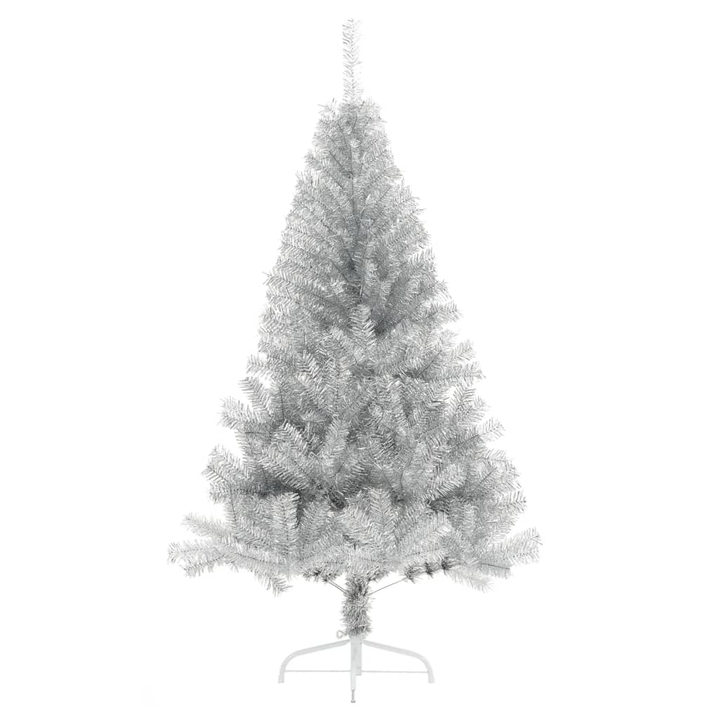 Albero di Natale a Metà con Supporto Argento 150 cm PET 344696