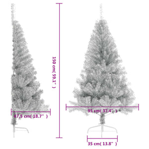 Albero di Natale a Metà con Supporto Argento 150 cm PET 344696