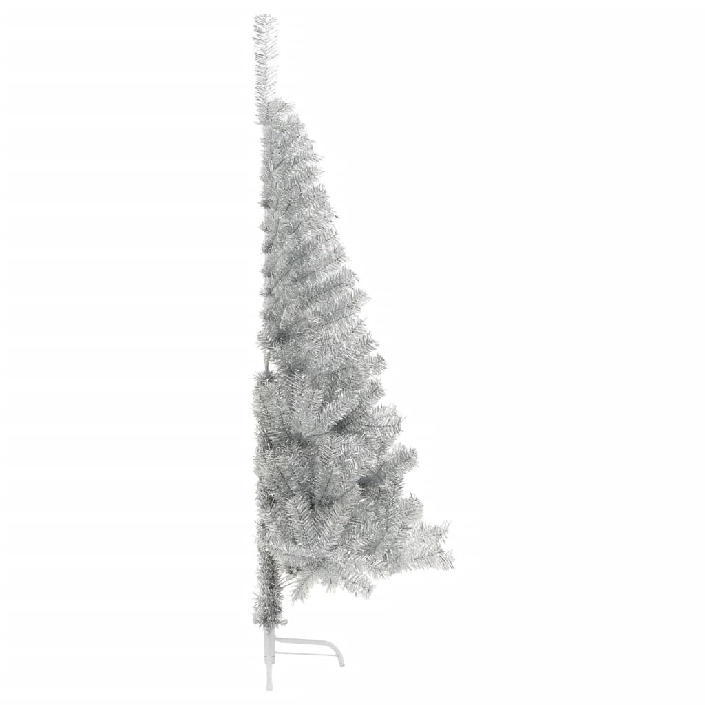 Albero di Natale a Metà con Supporto Argento 180 cm PET 344697