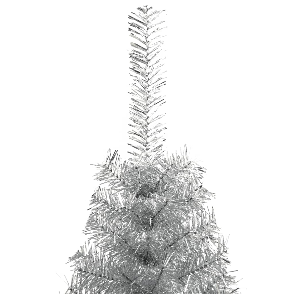 Albero di Natale a Metà con Supporto Argento 180 cm PET 344697