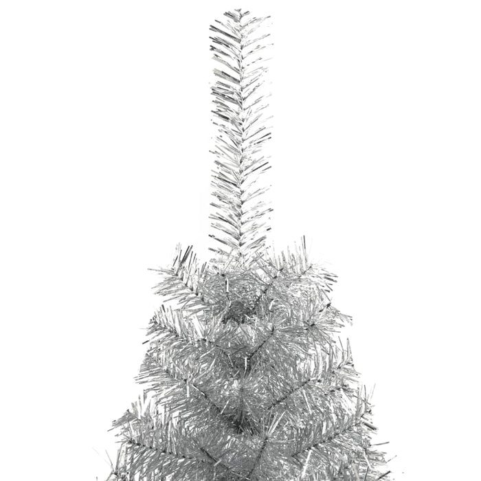 Albero di Natale a Metà con Supporto Argento 180 cm PET 344697