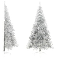 Albero di Natale Artificiale a MetÃ  con Base Argento 210 cm PVC