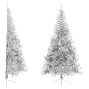 Albero di Natale Artificiale a MetÃ  con Base Argento 210 cm PVC