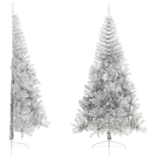 Albero di Natale Artificiale a MetÃ  con Base Argento 210 cm PVC
