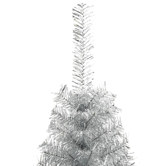 Albero di Natale a Metà con Supporto Argento 210 cm PET 344698