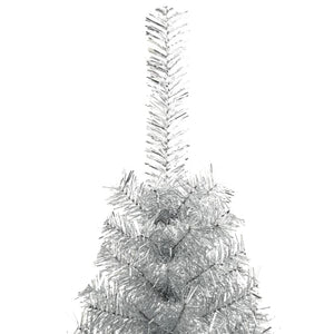 Albero di Natale Artificiale a MetÃ  con Base Argento 210 cm PVC