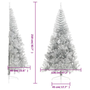 Albero di Natale a Metà con Supporto Argento 210 cm PET 344698