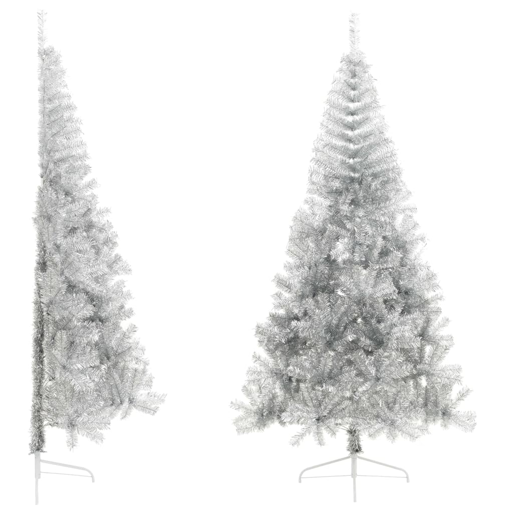 Albero di Natale Artificiale a MetÃ  con Base Argento 210 cm PVC