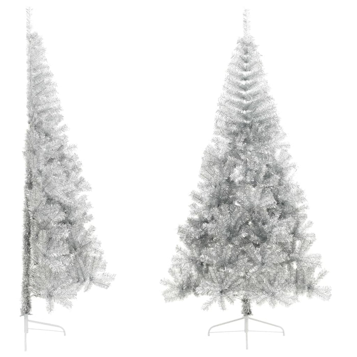 Albero di Natale Artificiale a MetÃ  con Base Argento 210 cm PVC
