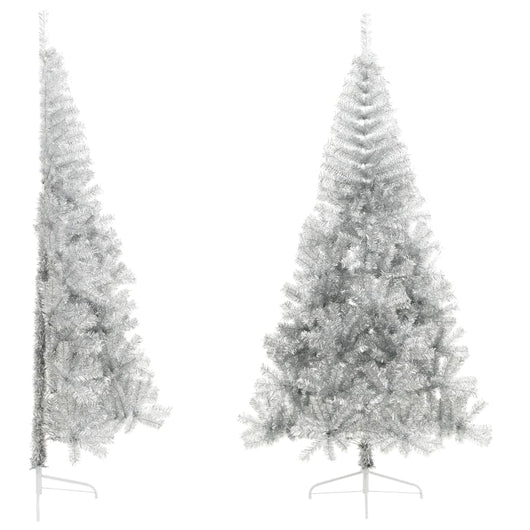 Albero di Natale Artificiale a MetÃ  con Base Argento 240 cm PVC