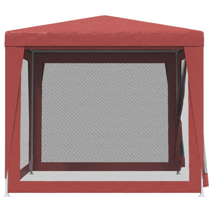 Tenda per Feste 4 Pareti Laterali in Rete Rossa 2,5x2,5m HDPE
