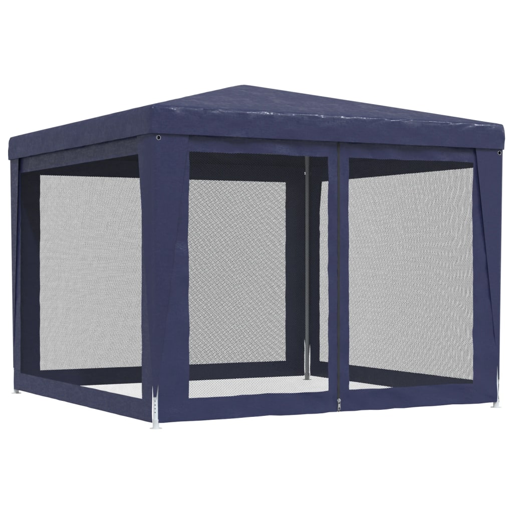 Tenda per Feste con 4 Pareti Laterali in Rete Blu 3x3 m HDPE