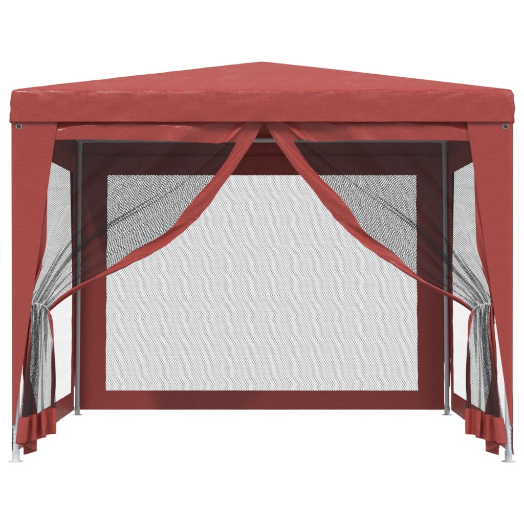 Tenda per Feste con Pareti Laterali in Rete Rossa 3x3 m HDPE 319230
