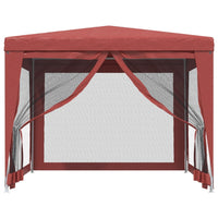 Tenda per Feste con Pareti Laterali in Rete Rossa 3x3 m HDPE