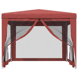 Tenda per Feste con Pareti Laterali in Rete Rossa 3x3 m HDPE