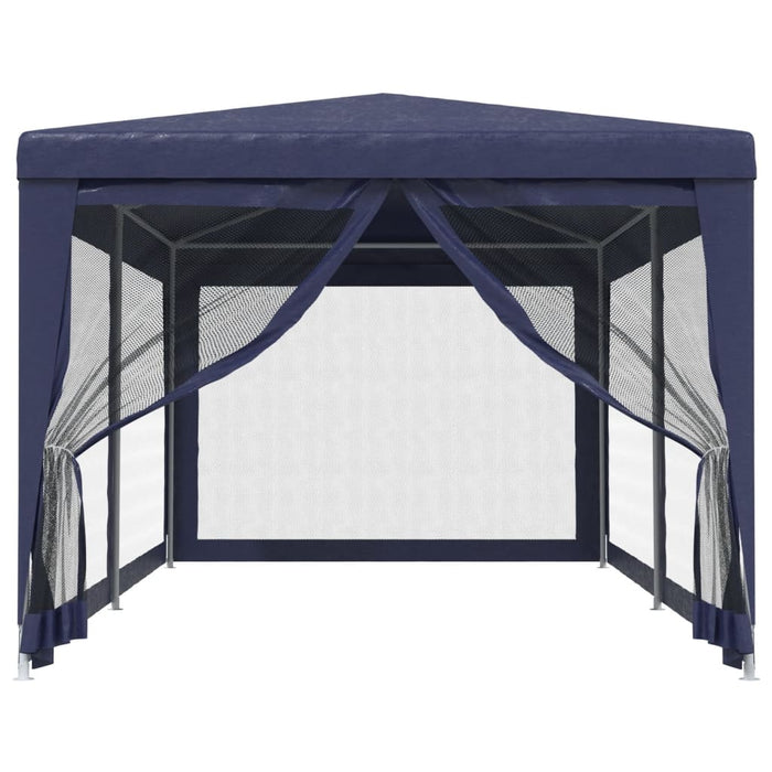 Tenda per Feste con 6 Pareti Laterali in Rete Blu 3x6 m HDPE