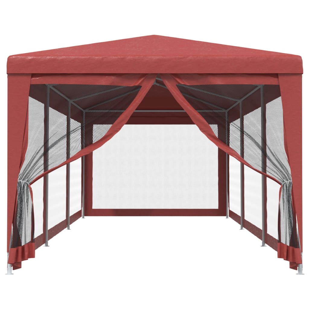 Tenda per Feste con Pareti Laterali in Rete Rossa 3x9 m HDPE 319245