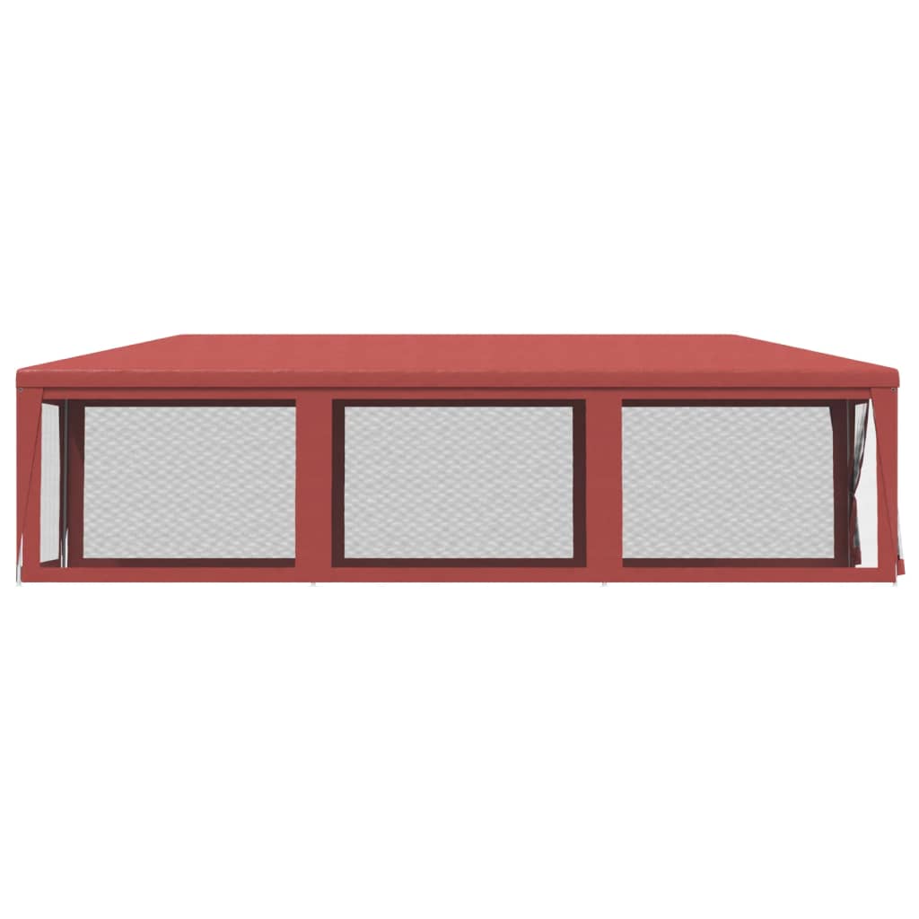 Tenda per Feste con Pareti Laterali in Rete Rossa 3x9 m HDPE