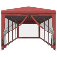 Tenda per Feste con 10 Pareti Laterali in Rete Rossa 3x12m HDPE 319250