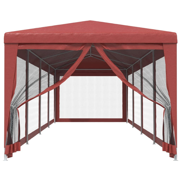 Tenda per Feste con 10 Pareti Laterali in Rete Rossa 3x12m HDPE 319250