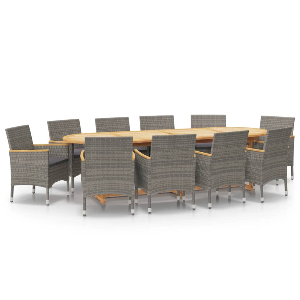 Set da Pranzo per Giardino 11 pz con Cuscini Grigio 3103605