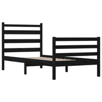 Giroletto in Legno Massello di Pino 90x200 cm Nero 3103702