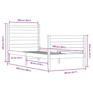 Giroletto in Legno Massello di Pino 100x200 cm Bianco 3103704