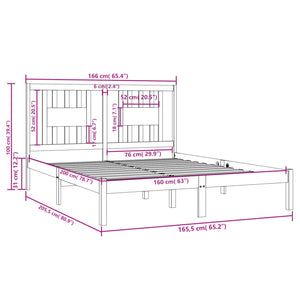 Giroletto Grigio in Legno Massello di Pino 160x200 cm 3104075