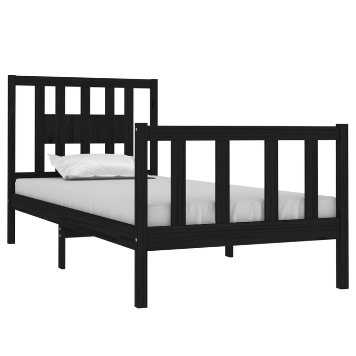 Giroletto-Struttura Letto in Legno Massello Nero 75x190 cm Small Single 244147