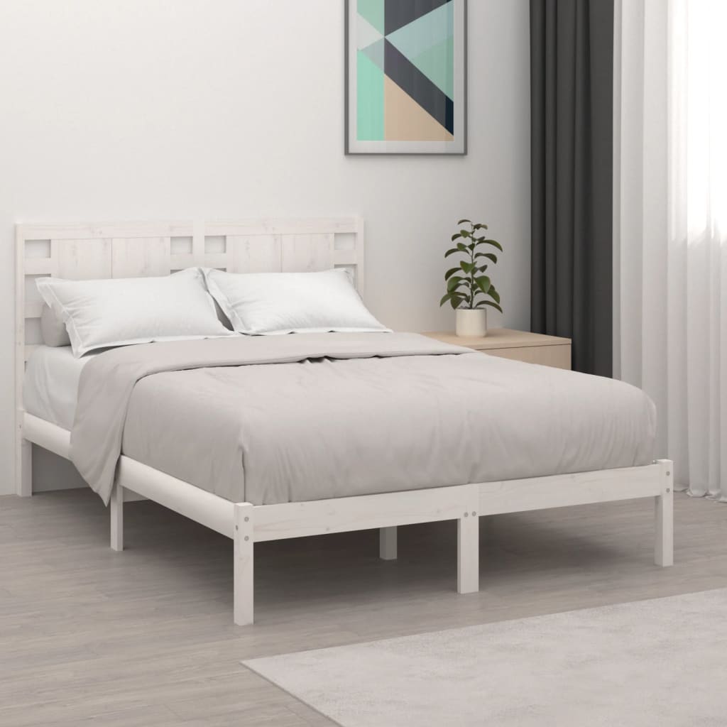 Letto senza Materasso Bianco 140x190 cm Legno Massello di Pino 3104199