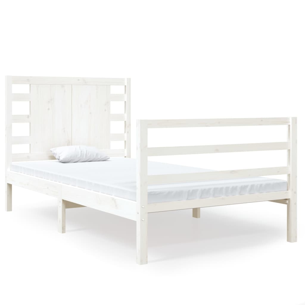 Letto senza Materasso Bianco 90x190 cm in Legno Massello Pino 3104249