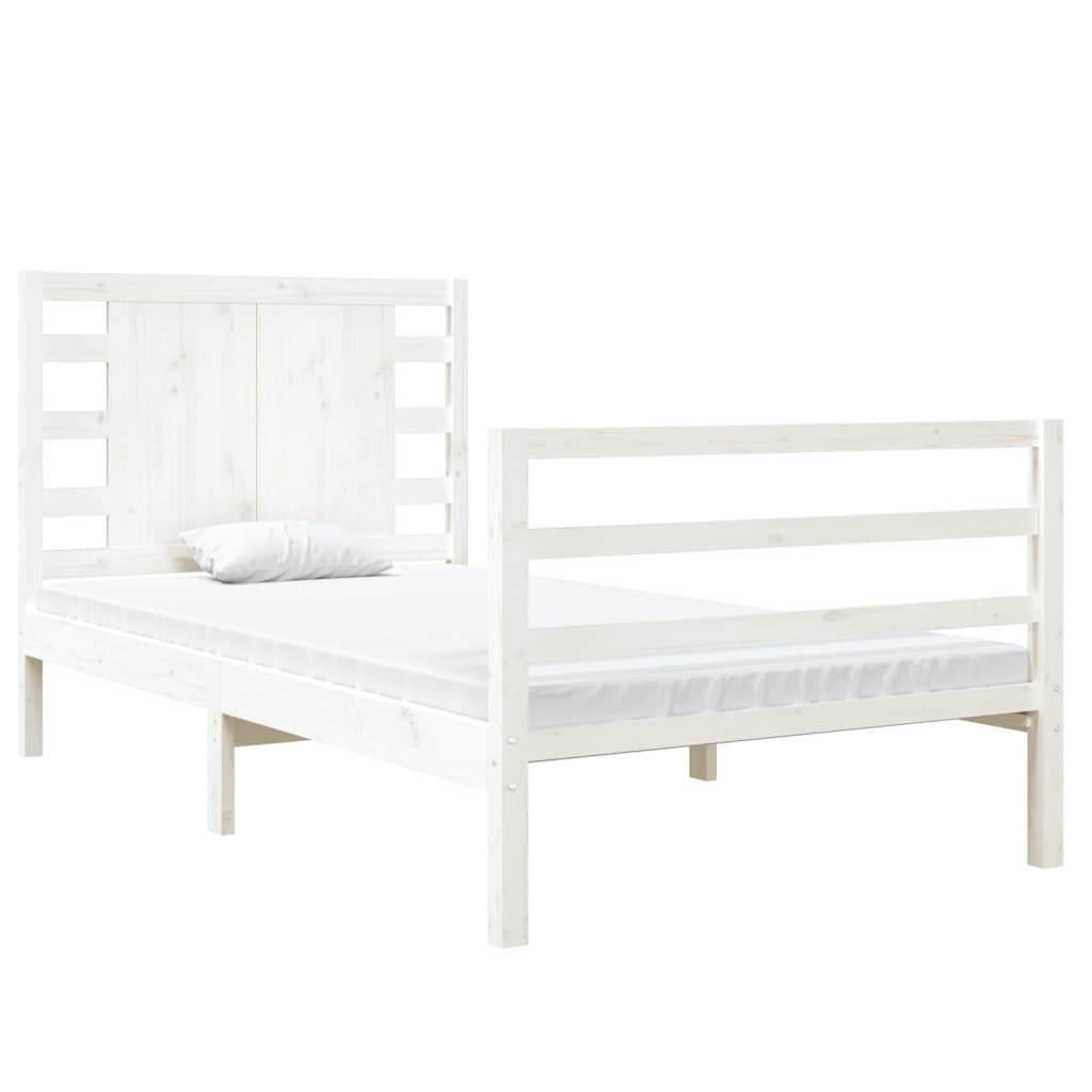 Letto senza Materasso Bianco 90x190 cm in Legno Massello Pino 3104249