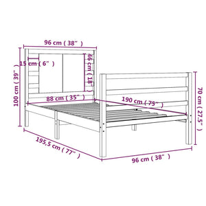 Letto senza Materasso Bianco 90x190 cm in Legno Massello Pino 3104249