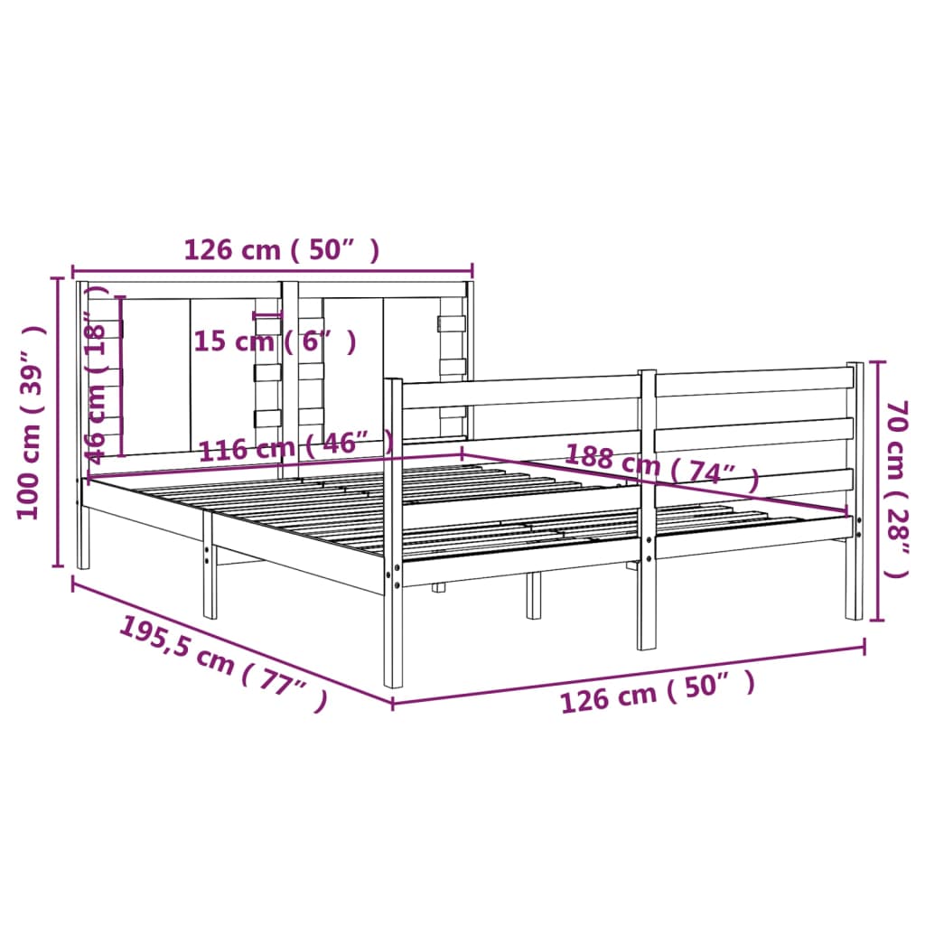 Giroletto senza Materasso Bianco 120x190 cm Legno Massello Pino 3104254