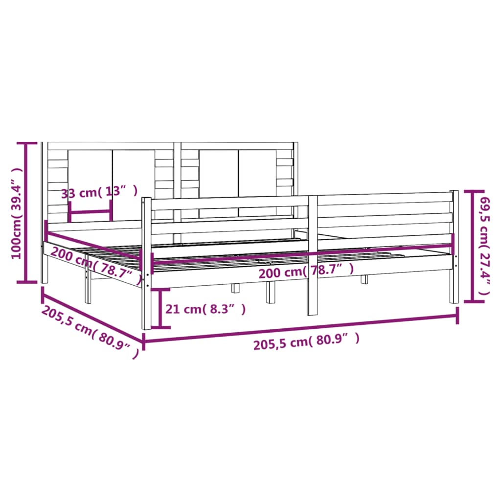 Giroletto Grigio in Legno Massello di Pino 200x200 cm 3104305