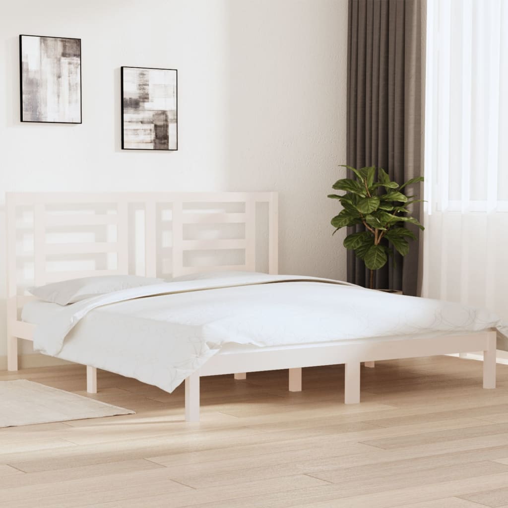 Giroletto-Struttura Letto Bianco in Legno Massello 180x200 cm Super King 382319