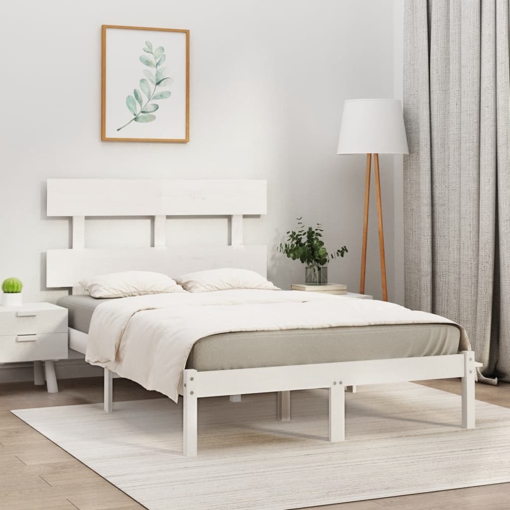 Giroletto-Struttura Letto Bianco in Legno Massello 160x200 cm 864465