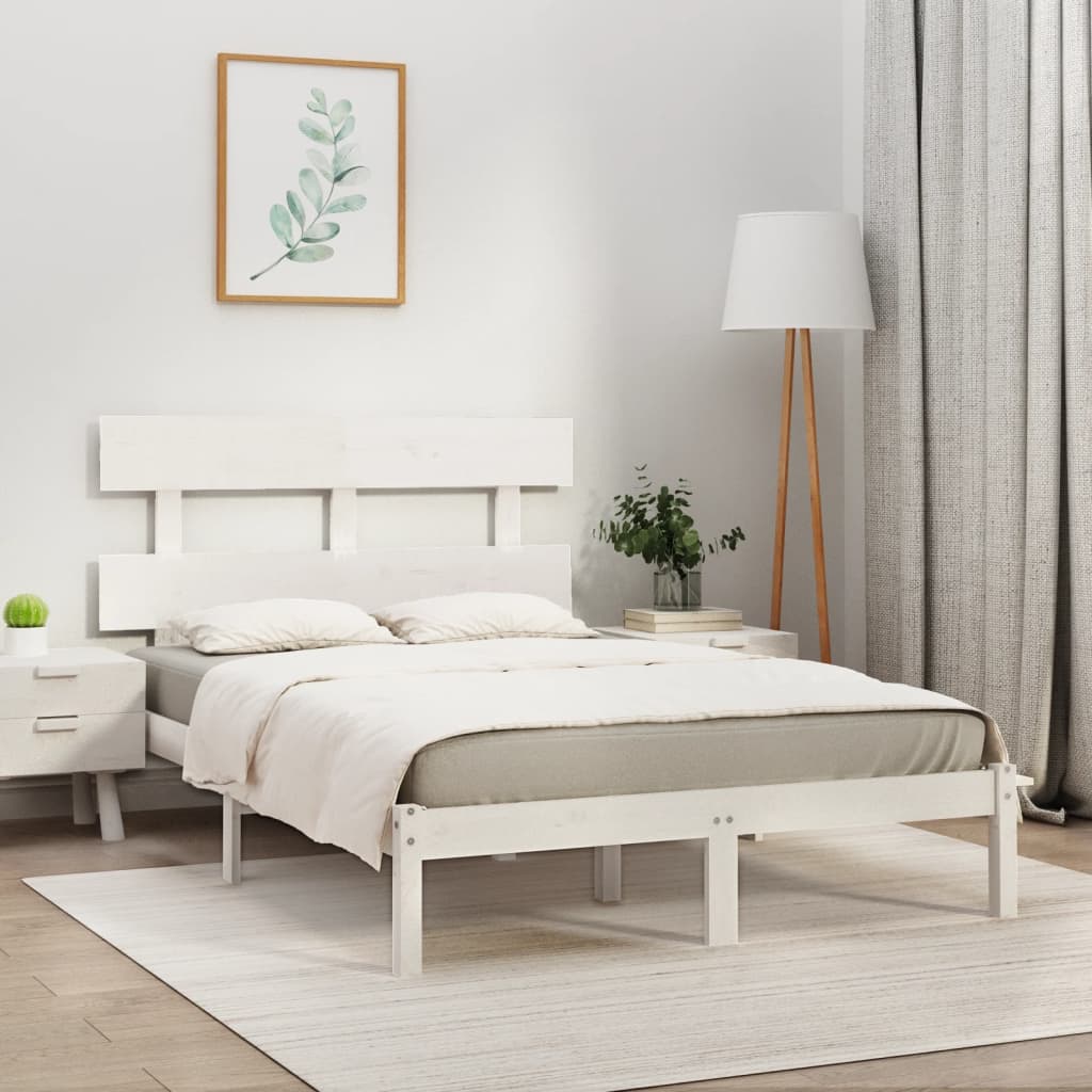 Giroletto-Struttura Letto Bianco in Legno Massello 180x200 cm Super King 775485