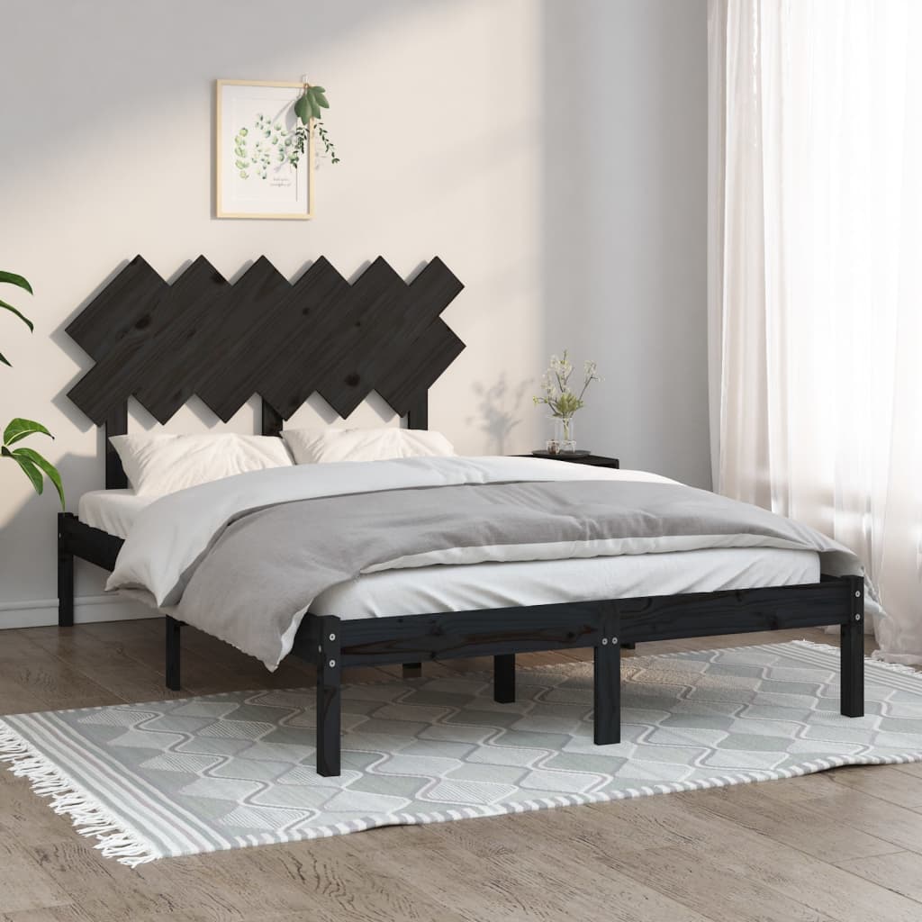 Giroletto-Struttura Letto Nero 135x190 cm Double in legno Massello 560058