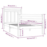 Giroletto Bianco in Legno Massello 90x190 cm Single 3105281