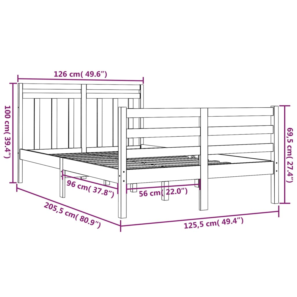 Giroletto Nero in Legno Massello 120x200 cm 3105314
