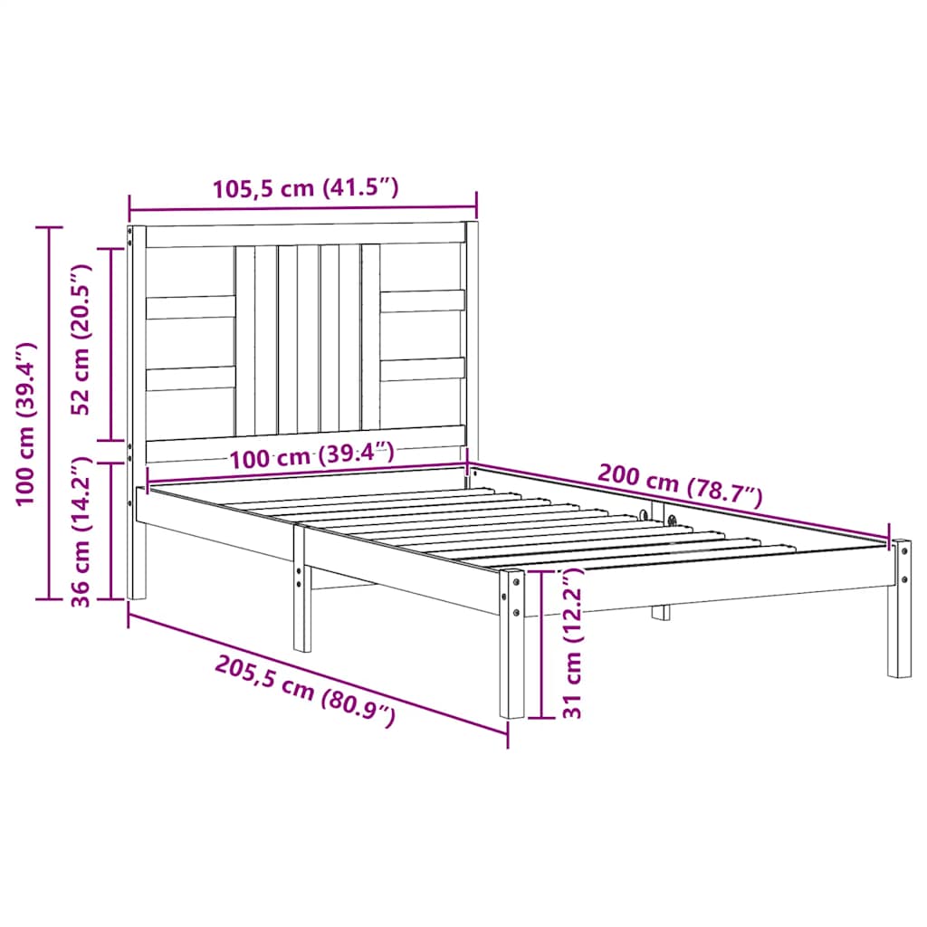 Giroletto Bianco in Legno Massello 100x200 cm 3105396