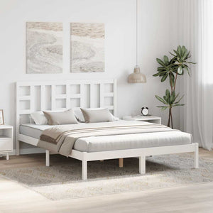 Giroletto-Struttura Letto Bianco in Legno Massello 150x200 cm King Size 938416