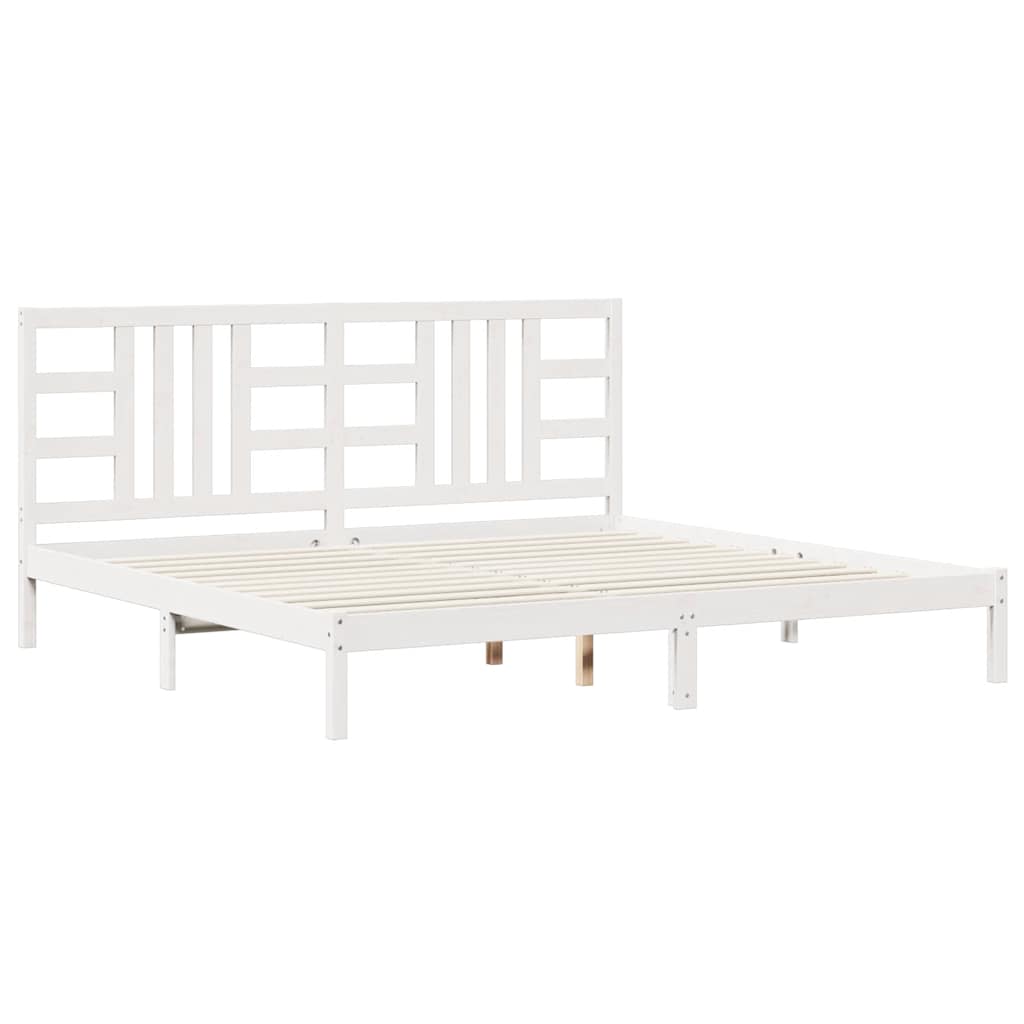 Giroletto-Struttura Letto Bianco in Legno Massello 200x200 cm 223221