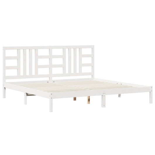 Giroletto-Struttura Letto Bianco in Legno Massello 200x200 cm 223221