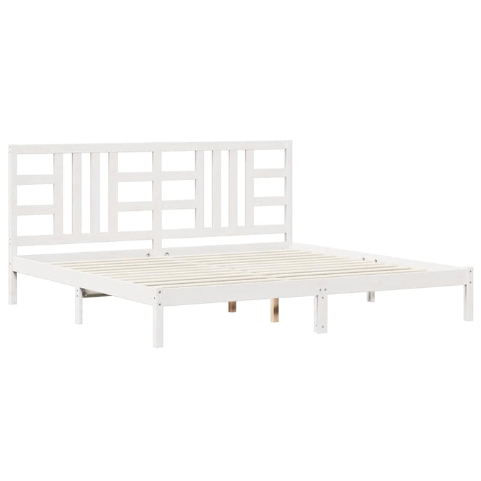 Giroletto-Struttura Letto Bianco in Legno Massello 200x200 cm 223221