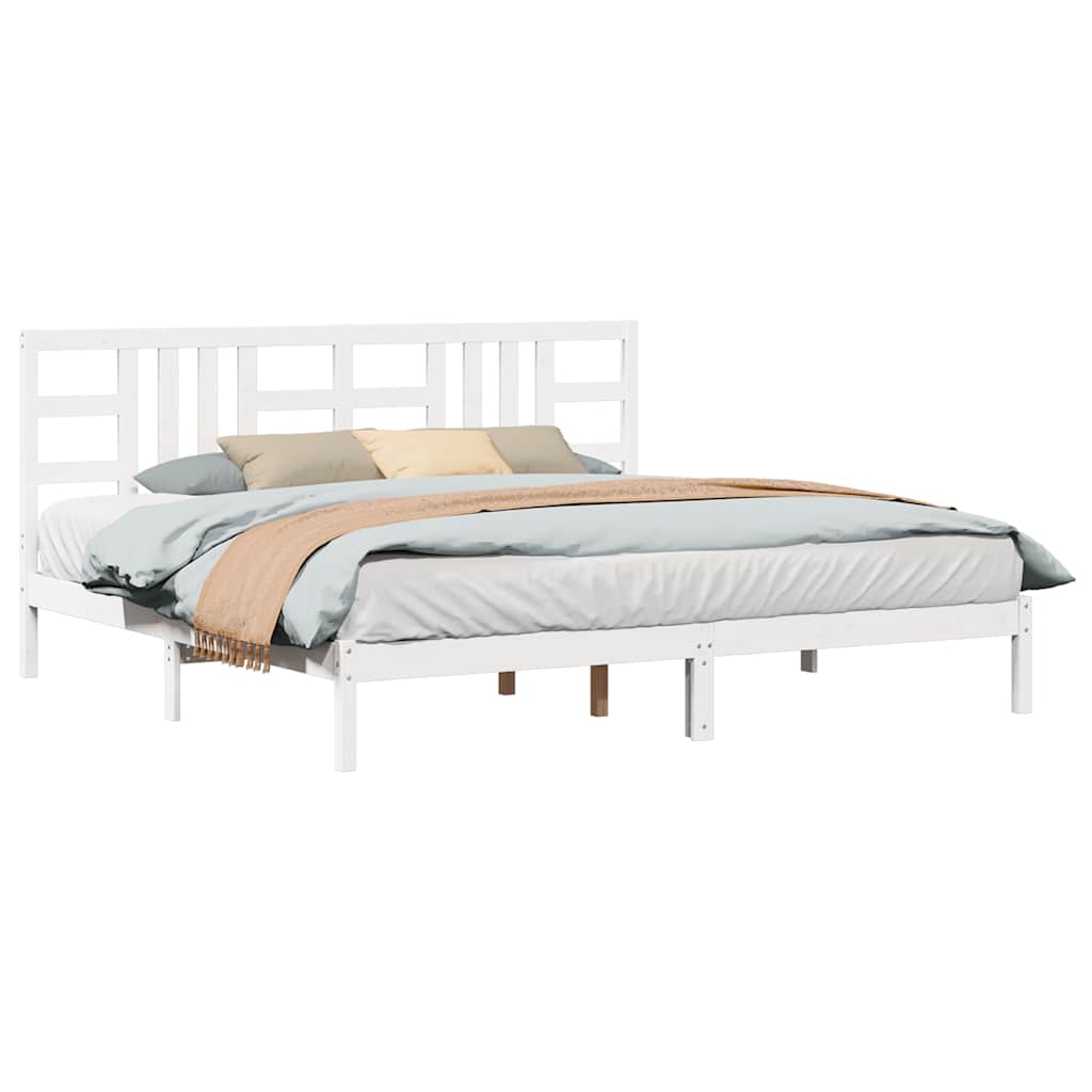 Giroletto-Struttura Letto Bianco in Legno Massello 200x200 cm 223221